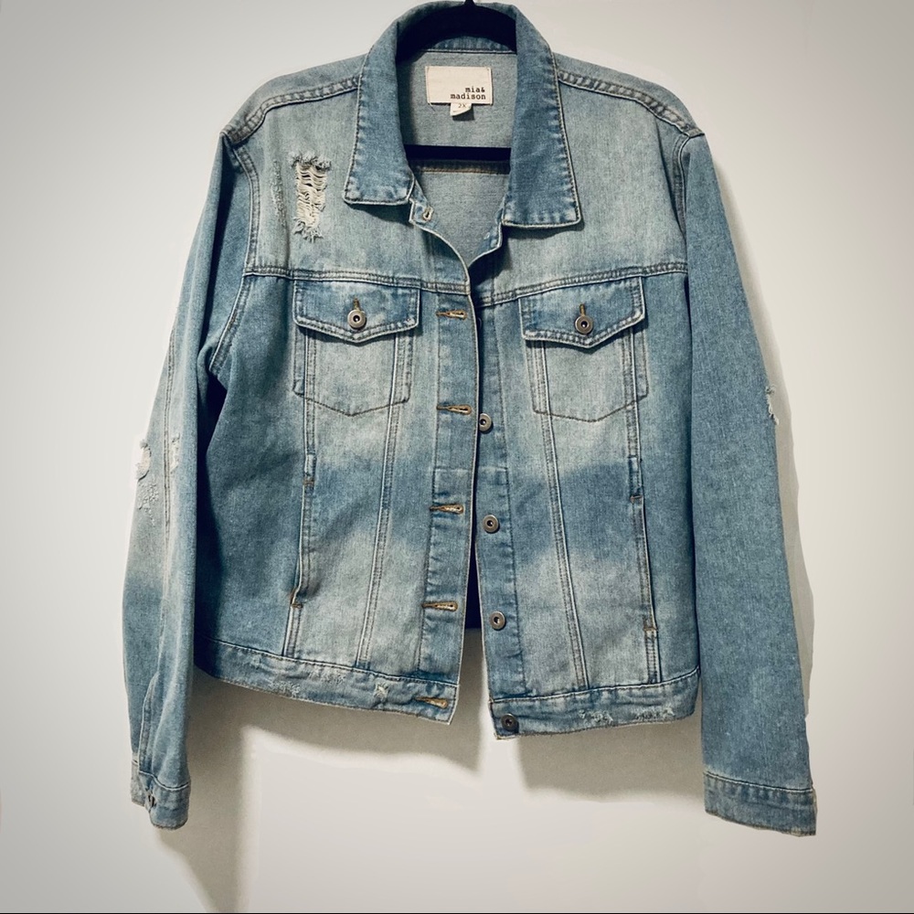 Mia & Madison distressed jean jacket